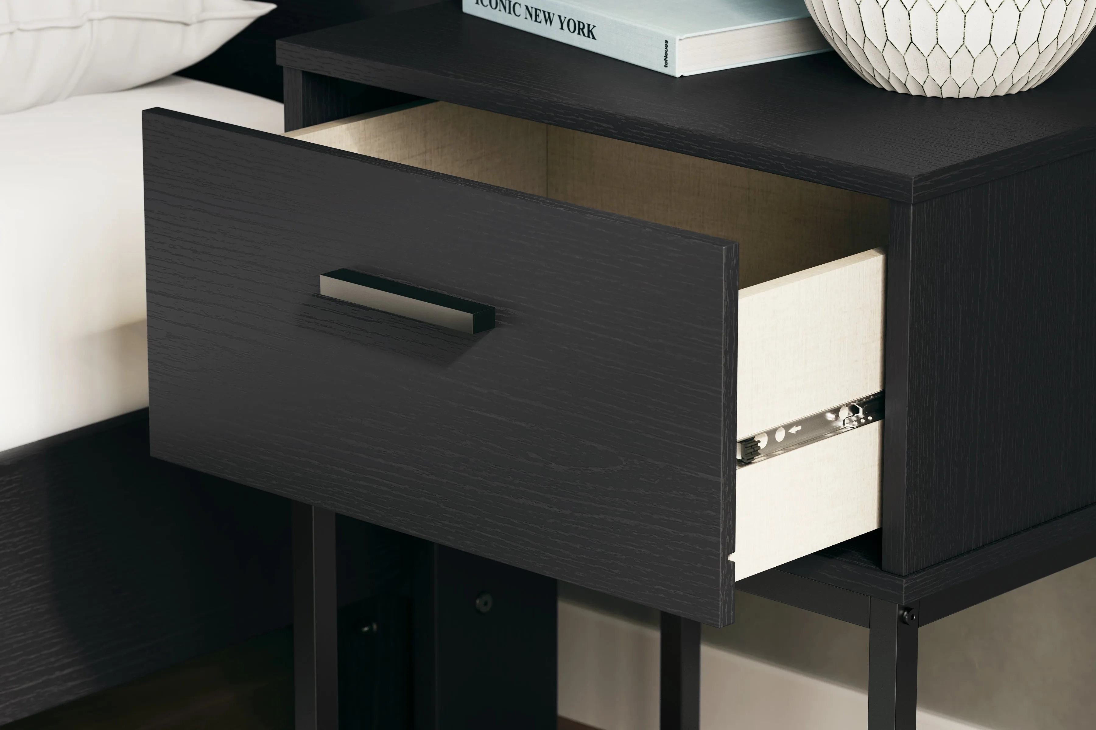 Socalle Twin Panel Headboard with Dresser, Chest and Nightstand in Black