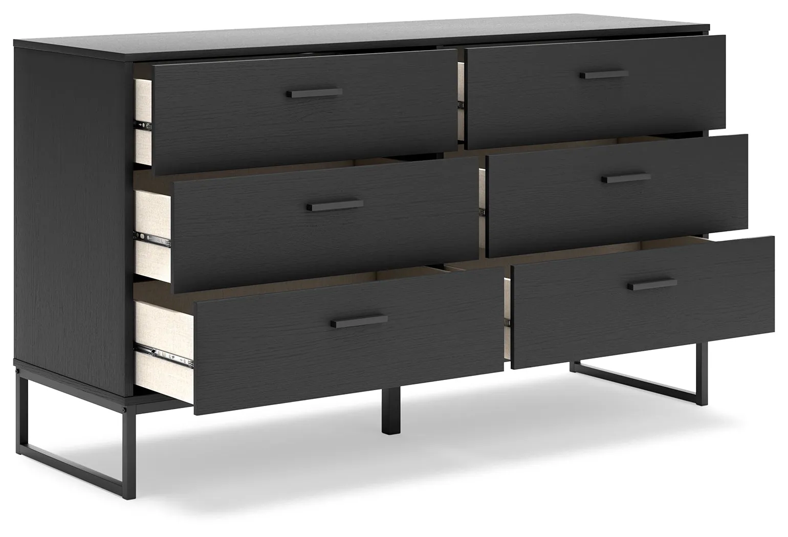 Socalle Twin Panel Headboard with Dresser, Chest and Nightstand in Black