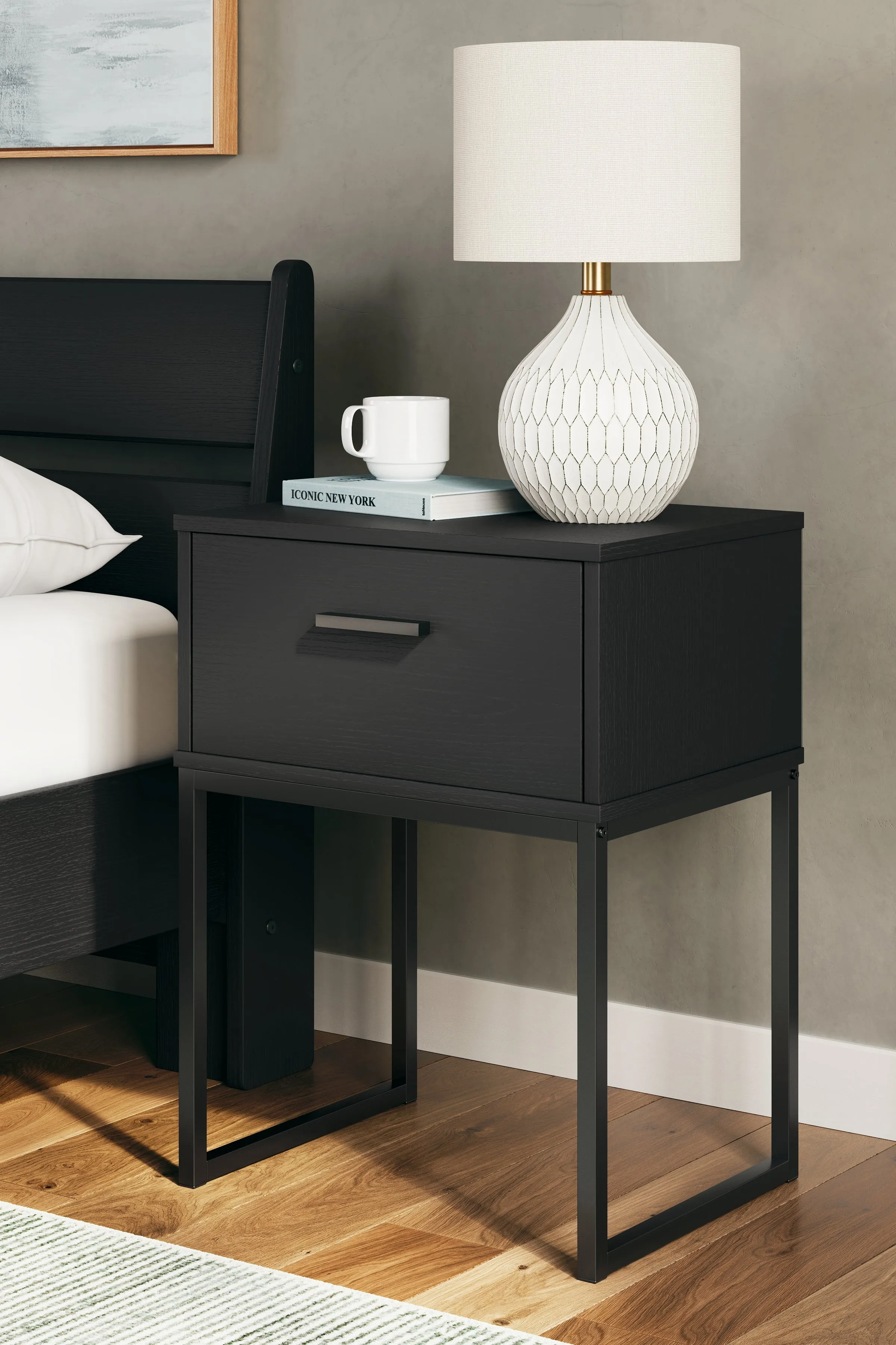 Socalle Twin Panel Headboard with Dresser, Chest and Nightstand in Black
