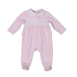 SOFIA | Girls Pale Pink Smocked Velour Babygrow