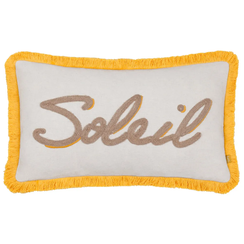 Soleil Embroidered Cushion Yellow