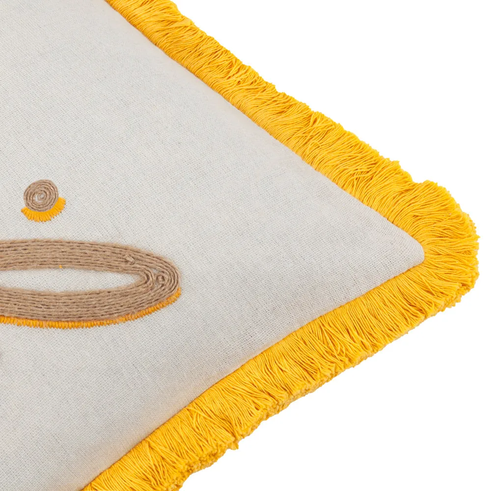 Soleil Embroidered Cushion Yellow