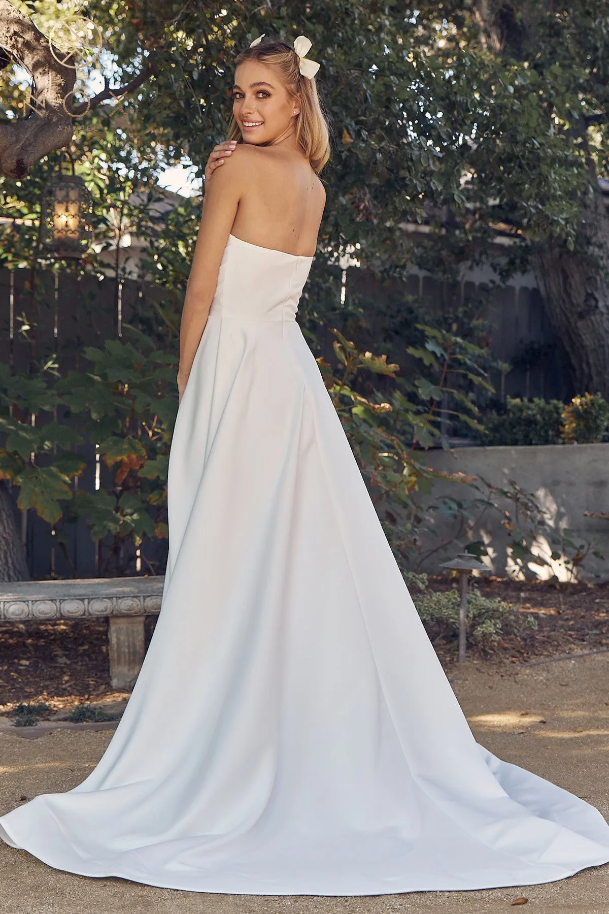 Strapless Side Slit A-Line Sweetheart Long Wedding Dress NXJW938