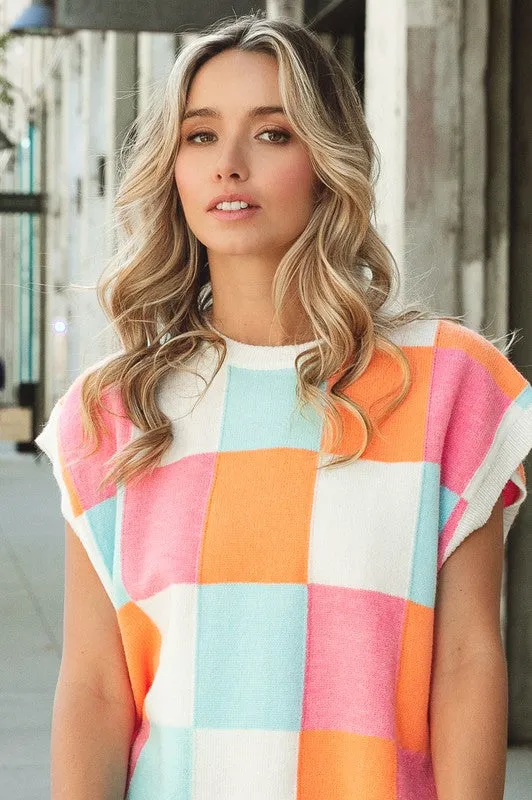 Sunshine Checker Sweater Vest
