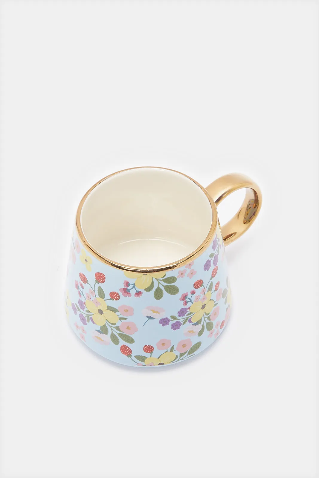Teal Floral Printed Mug