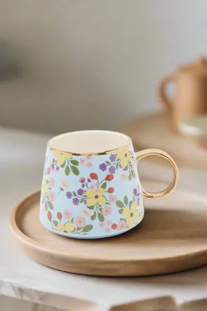 Teal Floral Printed Mug