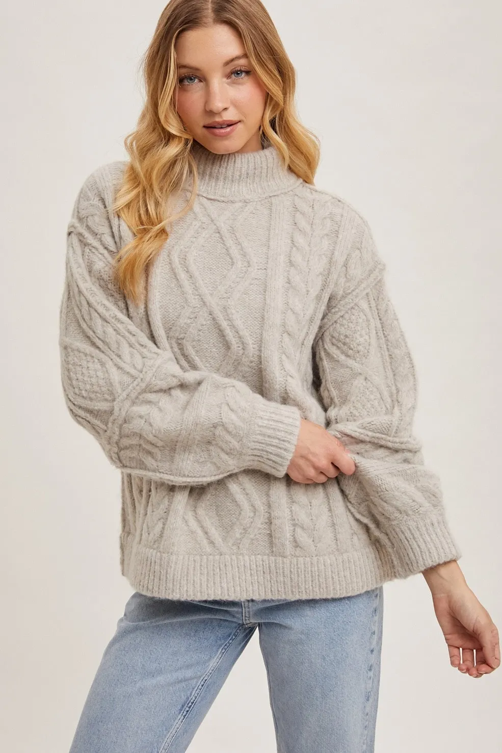 Turtle Neck Cable Knit Sweater
