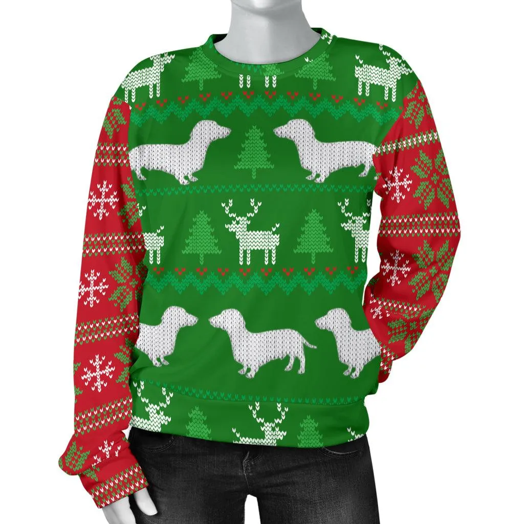 Ugly Christmas Sweater With Dachshunds Women's