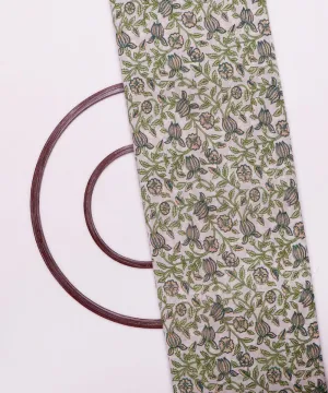 White Colour Flower Print Cotton Fabric