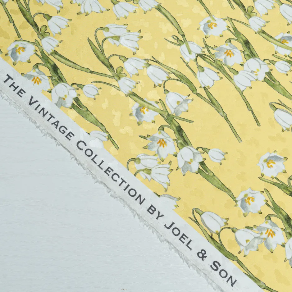 White Snow Drop Printed Yellow Silk Jacquard