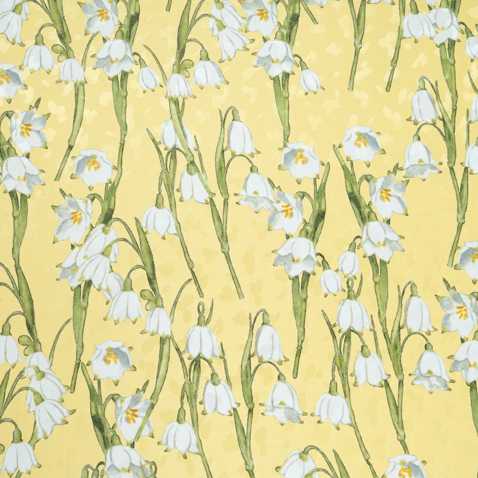 White Snow Drop Printed Yellow Silk Jacquard