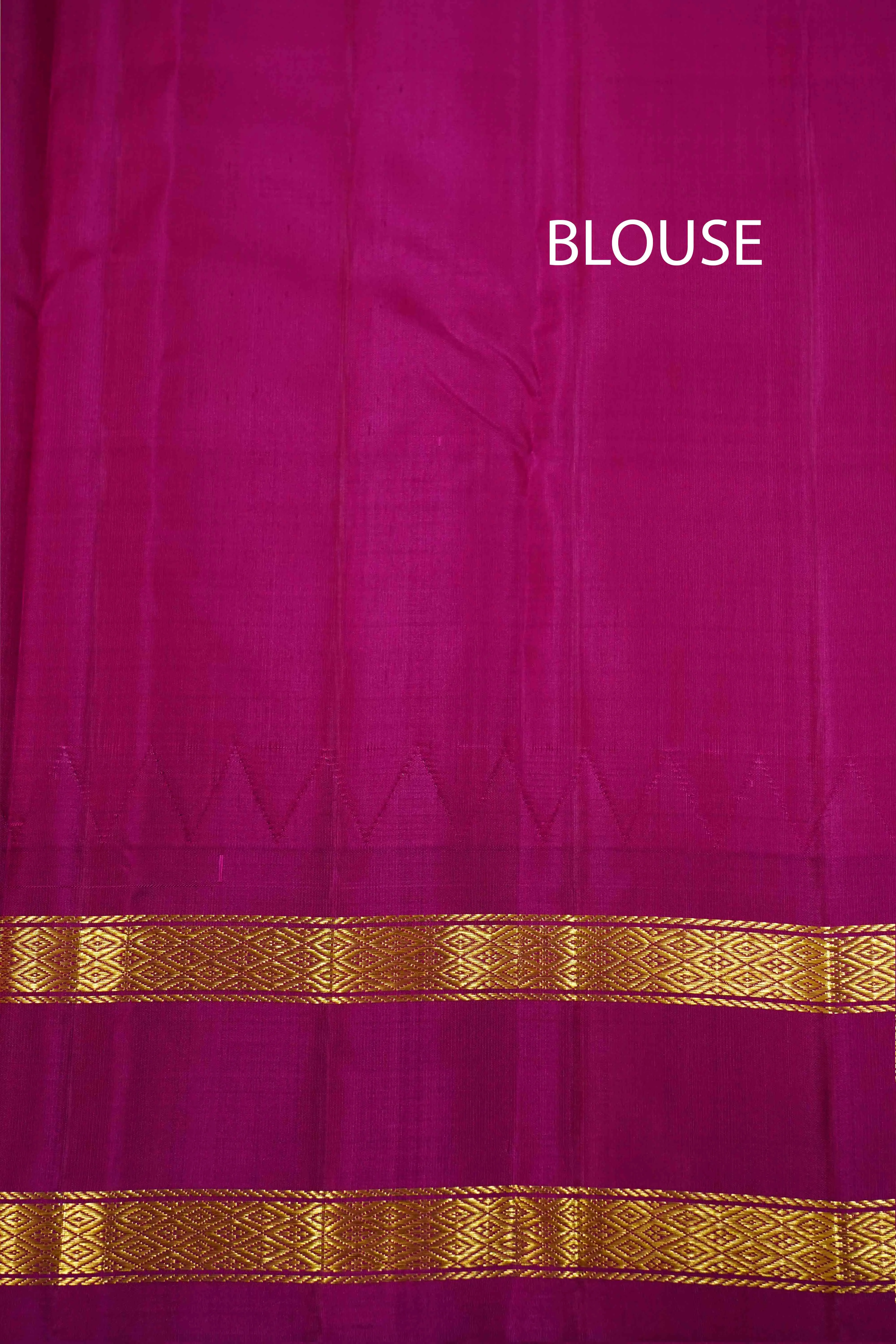 WHITE WITH LEAF GREEN AND RASBERRY PINK PURE KANCHIVARAM SILK SAREE